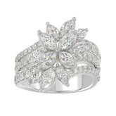 LADIES RING 2 1/4CT ROUND/MARQUISE DIAMOND 14K WHITE GOLD